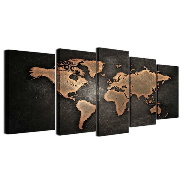 5 Piece World Map Oil Painting – Novus Decor